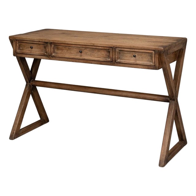 Campaign X-Frame Writing Desk in Natural Brown For Sale