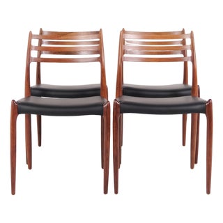 Vintage Model 78 Dining Chairs in Rosewood by N.O.Møller, 1960s, Set of 4 For Sale