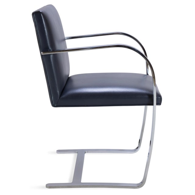 Modern Brno Flat-Bar Chair in Original Navy Leather For Sale - Image 3 of 6