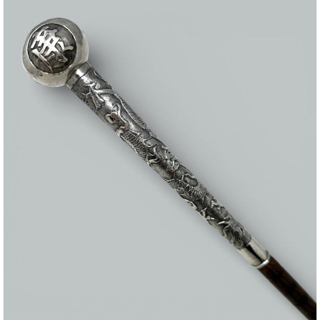 Antique Chinese Claw Dragon Ladys Gentleman's Wooden Walking Stick Dress Cane For Sale - Image 4 of 9