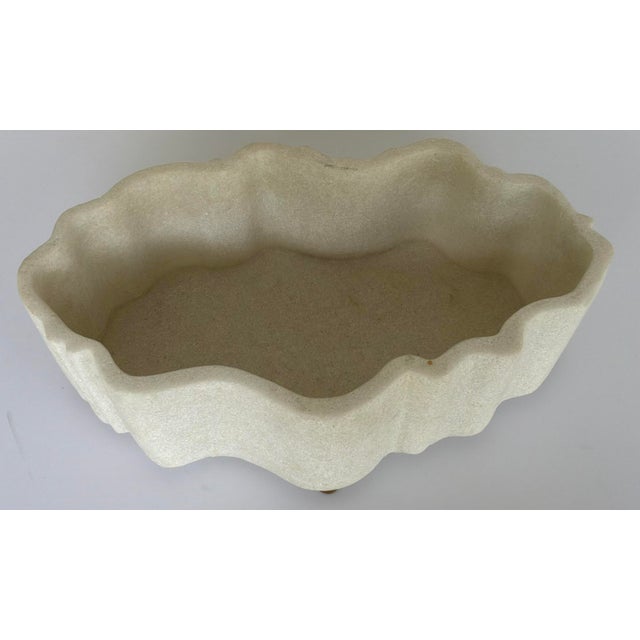 Stylish Revelation Modern Ivory Stone Ripple Cachepot, showroom floor sample