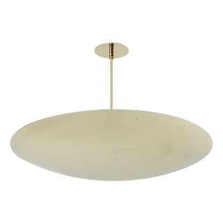 Large Raul Reyes 'Rey 24' Perforated Polished Brass Dome Pendant With Custom Drop 16-Inches For Sale