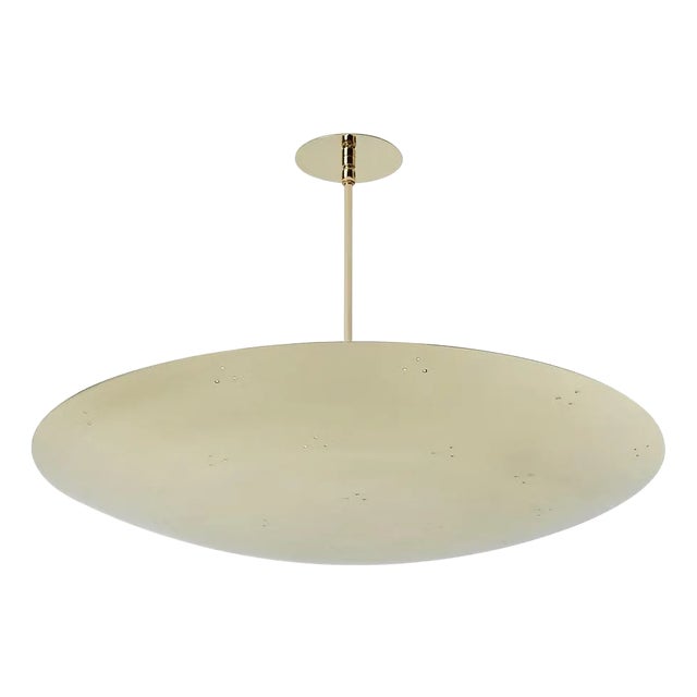 Large Raul Reyes 'Rey 24' Perforated Polished Brass Dome Pendant With Custom Drop 16-Inches For Sale