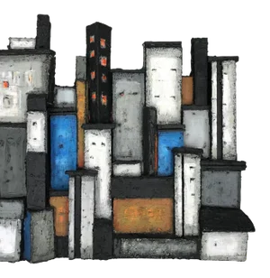 Danish Brutalist Skyline Wall Mounted Art Relief by Dorrit Kahler, 1970s
