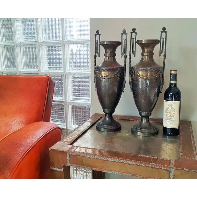 Napoleon III Empire French Brass Vases, Set of 2 For Sale - Image 4 of 18