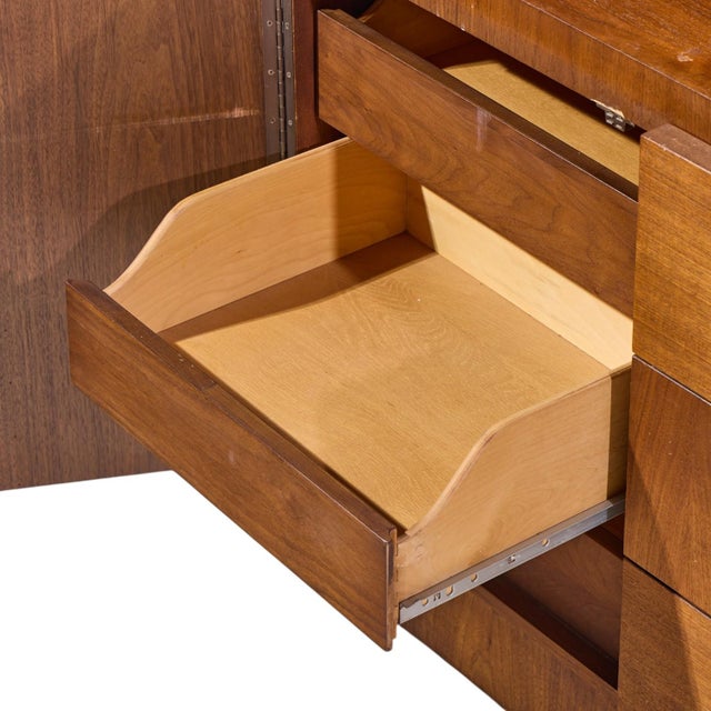 Wood Lane Brutalist Mid Century Walnut Lowboy Dresser For Sale - Image 7 of 8