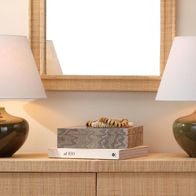 Valley Decorative Box, Sand Grey Veneer The inspired-by-nature patterns that embellish the exteriors of this box are...