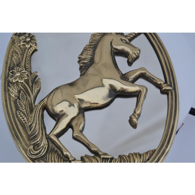 1970s Solid Brass Unicorn Mirror For Sale In Columbia, SC - Image 6 of 11