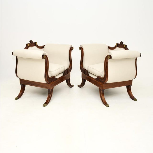 Hollywood Regency Large Vintage Regency Lounge Chairs, 1920, Set of 2 For Sale - Image 3 of 13