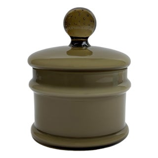 Cased Brown Empoli Glass Apothecary Jar by Carlo Moretti, Italy, 1960s For Sale