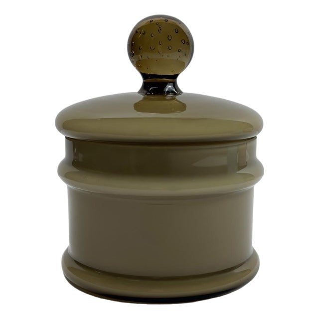 Cased Brown Empoli Glass Apothecary Jar by Carlo Moretti, Italy, 1960s For Sale