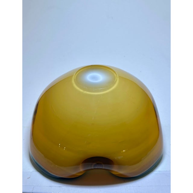 Mid 20th Century Emerald Green & Yellow Murano Attributed Glass Dish/Ashtray For Sale In Austin - Image 6 of 6