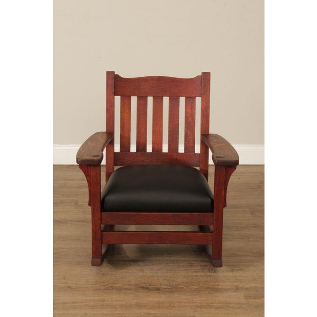 Mission Mission Style Antique Oak Rocking Chair For Sale - Image 3 of 12
