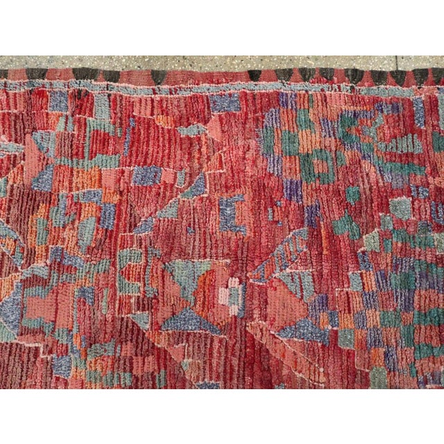 Red Galerie Shabab Collection Tribal Late 20th Century Handmade Moroccan Gallery Rug in Deep Red For Sale - Image 8 of 10