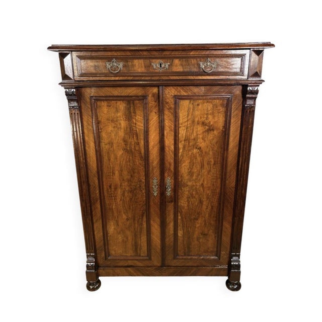 Antique Gründerzeit Vertiko Cabinet in Walnut, 1890s For Sale - Image 13 of 13
