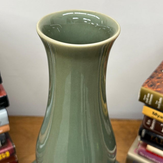 Green Green Glazed Ceramic Vase with Bold Long-Necked Silhouette For Sale - Image 8 of 9