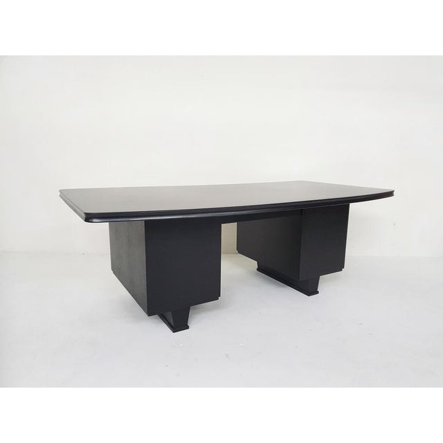 Large Black Wooden Executive Desk, 1960s For Sale - Image 10 of 18