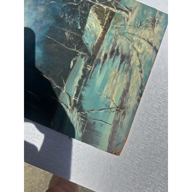1990s Winter Night and Cabin Painting on Canvas For Sale In Atlanta - Image 6 of 7