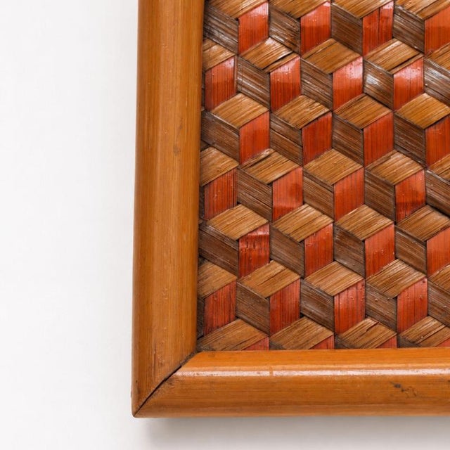 Brown Vintage Chinese Woven Bamboo Tray, 1970s For Sale - Image 8 of 9