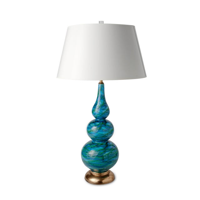 Mid Century Blue Glazed Ceramic Table Lamp For Sale In Boston - Image 6 of 6