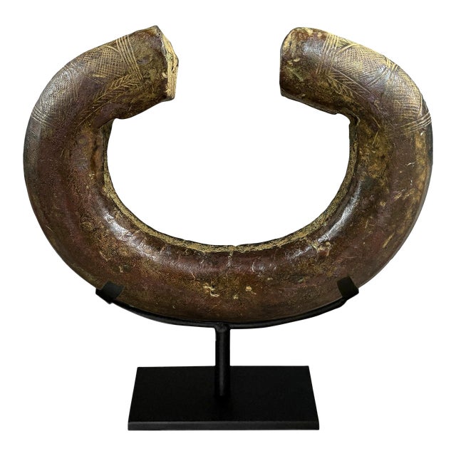18th Century Ngelima Bronze Currency Piece on Custom Steel Mount For Sale