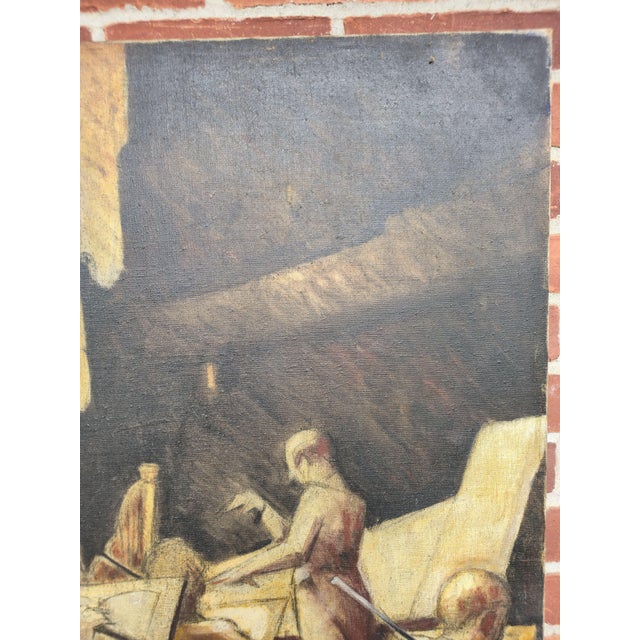 1930s 1937 Oil on Canvas Signed Fontaine (Paul Fontaine) Musicians Orchestra Onstage - Possible Carnegie Hall Nyc For Sale - Image 5 of 10