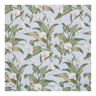 Schumacher Arum Lilies Fabric in Sky For Sale