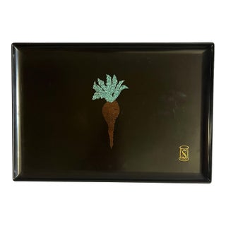 Mid-Century Couroc Tray With Carrot Inlay For Sale