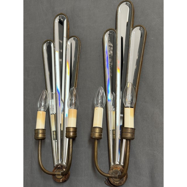 Mid-Century Modern Mid-Century Hollywood Regency Wall Sconces with Mirrors, 1960s, Set of 2 For Sale - Image 3 of 12