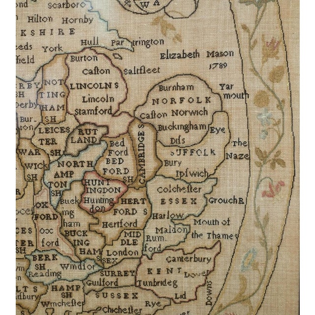 Antique George II Needlework Sampler with Map of England For Sale - Image 12 of 18