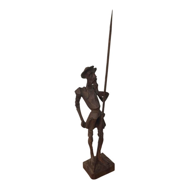 Vintage Wood Carved Don Quixote Statue Chairish