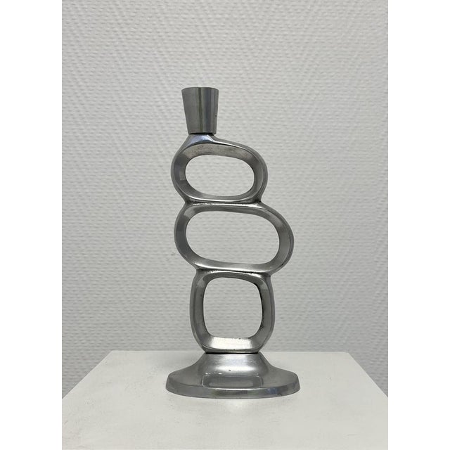 Pair of Brutalist chrome-plated aluminum candlesticks by Matthew Hilton, UK, circa 1980. Elegant and timeless! I have...