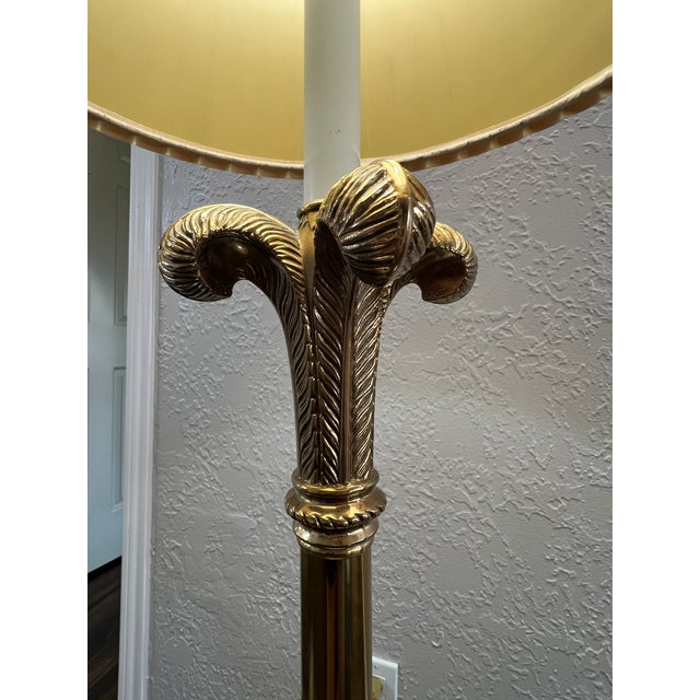 1970s Mid-Century Modern Rembrandt Brass Bouillotte Floor Lamp With Glass Table For Sale - Image 9 of 15