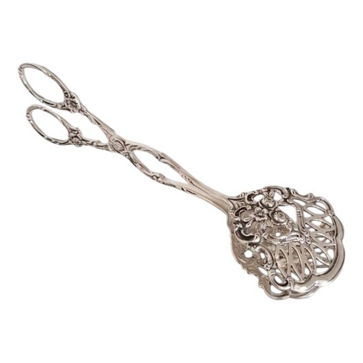 Antique Early 20th Century 800 Silver Patisserie Serving Tongs For Sale