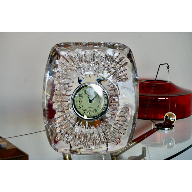 Glass Crystal Table Clock from Daum, France, 1960s For Sale - Image 7 of 11