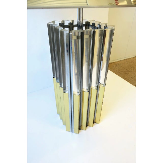 70s Modern Brass Chrome & Lucite Table Lamp, Circa 1970s, After Charles Hollis Jones For Sale In New York - Image 6 of 13