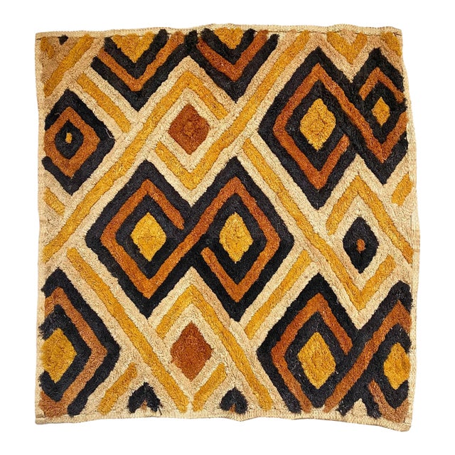 Kuba Tribal Raffia Grass Vintage Textile Fabric For Sale