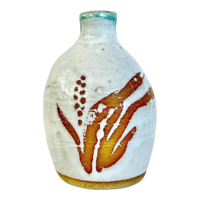 Vintage Sake Bottle Japanese Pottery – Bizen Style For Sale