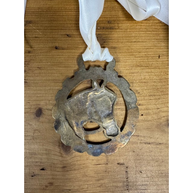 English Vintage English Horse Brass Ornament For Sale - Image 3 of 3