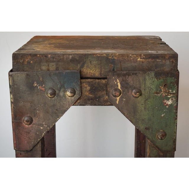 Industrial Stand or Side Table with Solid Iron Top For Sale - Image 9 of 18