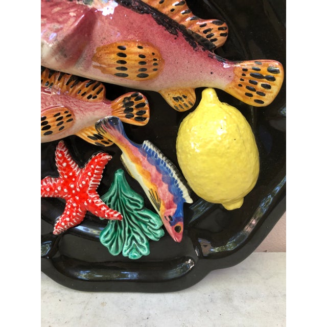 French C.1950 Large Majolica Platter Vallauris For Sale - Image 3 of 8