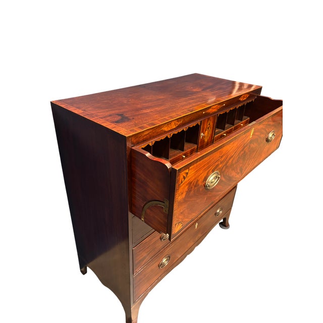 Late 18th Century Late 18th Century Beautiful English Georgian Mahogany Drop Front Secretaire Chest / Butler Chest For Sale - Image 5 of 16