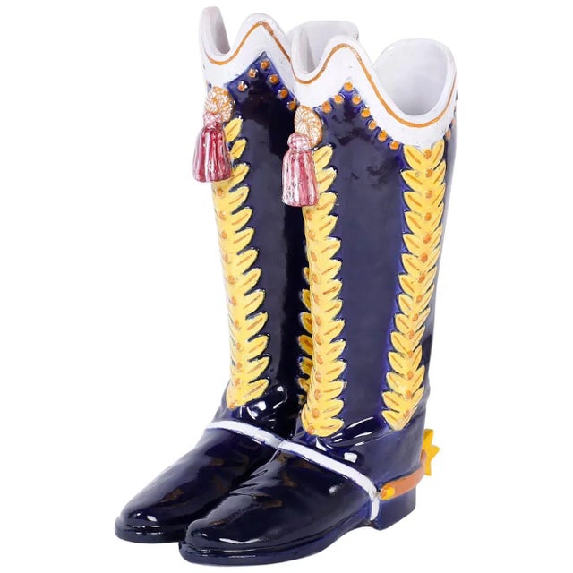 Majolica Boot Umbrella or Cane Stand For Sale - Image 10 of 10