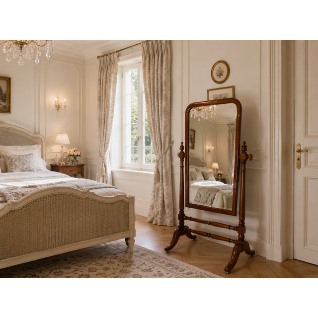 Antique Victorian Mahogany Freestanding Cheval Dressing Mirror, 1860 For Sale - Image 11 of 12