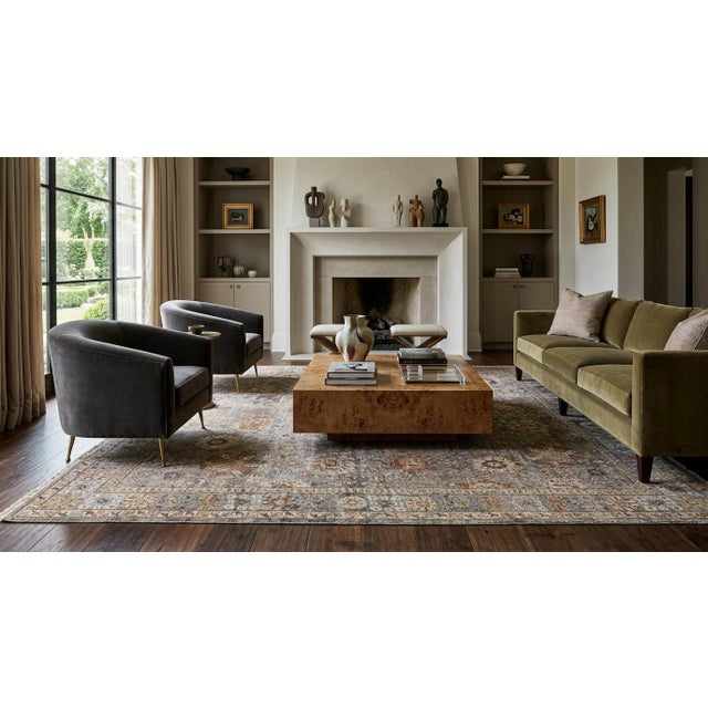 Elevate your space with this stunning Modern Tabriz style area rug. Featuring a distressed finish, it blends classic...
