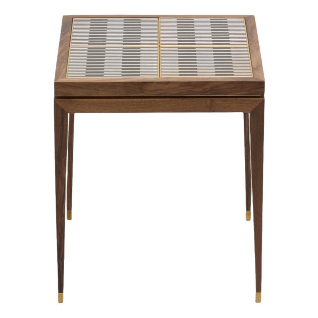 Lala Walnut Bronze Metal Side Table by Reda Amalou Design For Sale
