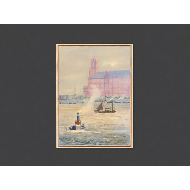 Hamburger Harbor, Oil on Canvas For Sale - Image 11 of 11