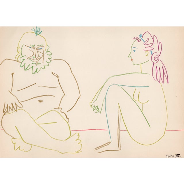 Pablo Picasso, Bearded Old Man and Seated Nude (or Vieil homme barbu et nu assise), Lithograph, 1954 For Sale - Image 8 of 8