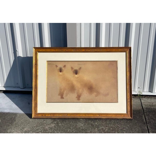Kaiko Moti, 1921-1988, Color Etching Gravure Siamese Cats, Signed Numbered Print