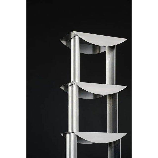 Metal Standing Shelf in Stainless Steel by Sashaxsasha For Sale - Image 7 of 16